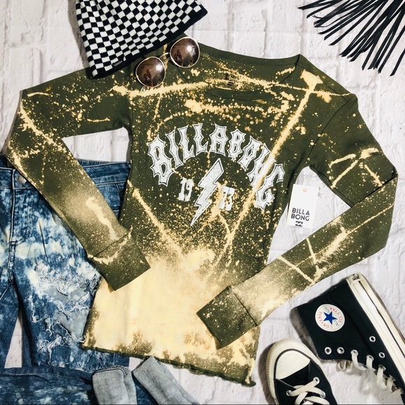 Billabong Vintage Distressed Long Sleeve Crop Top - Picture 4 of 6